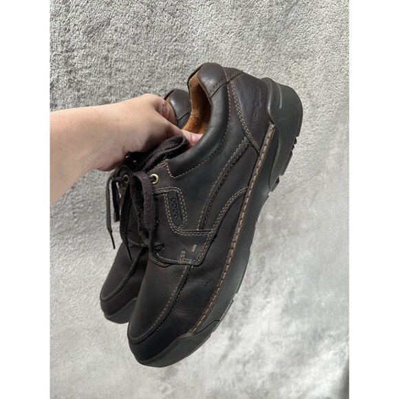 ECCO Men’s Brown Leather Sneakers Loafers Lace-Up Comfort Shoes EU 44 US 10 - Picture 3 of 8